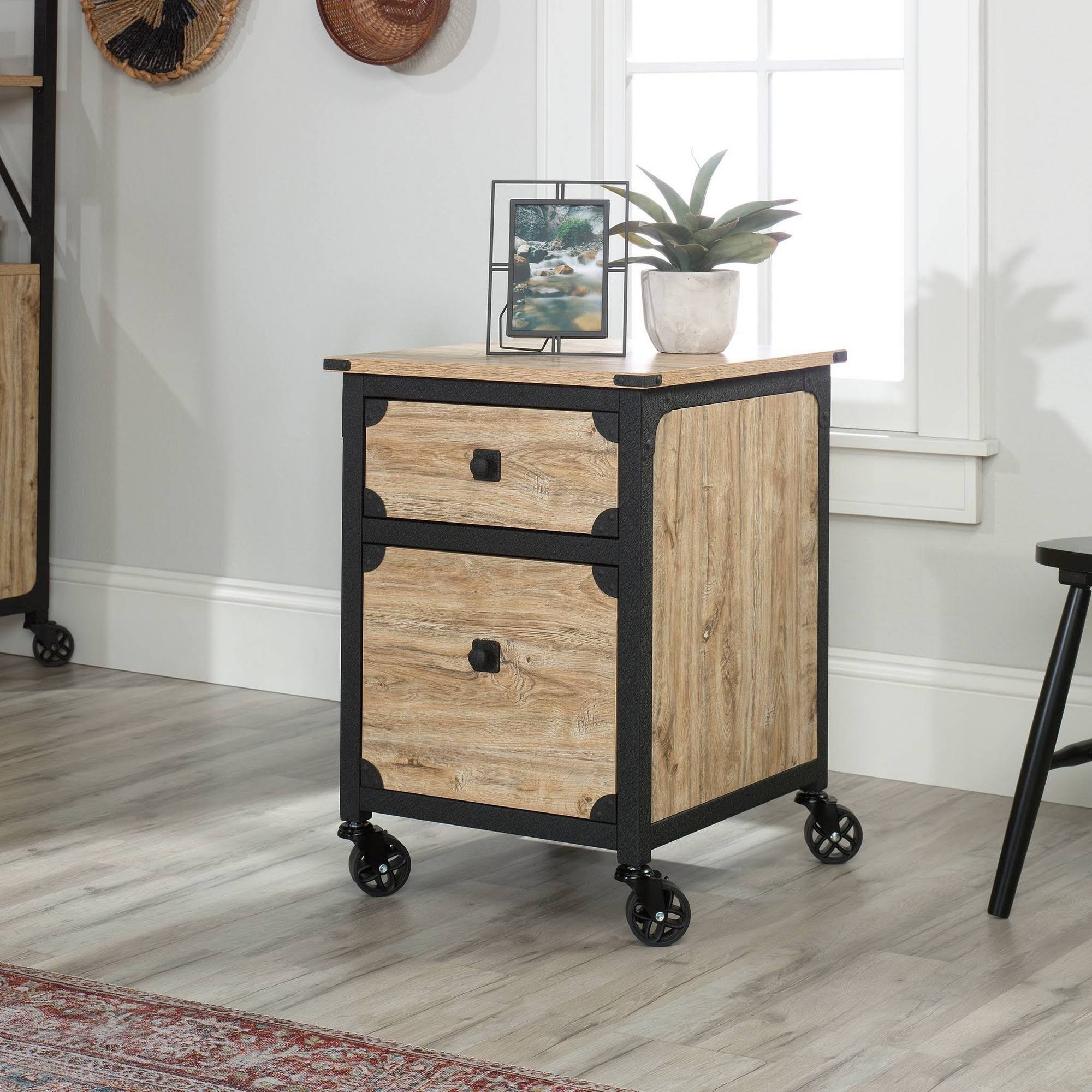 Metal & Wood Rolling Pedestal File Cabinet O94863