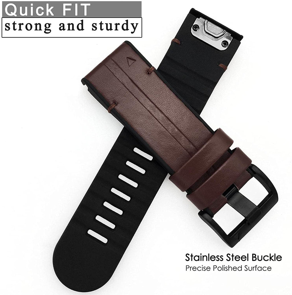26mm Genuine Leather Hybrid Silicone Watch Band M89642