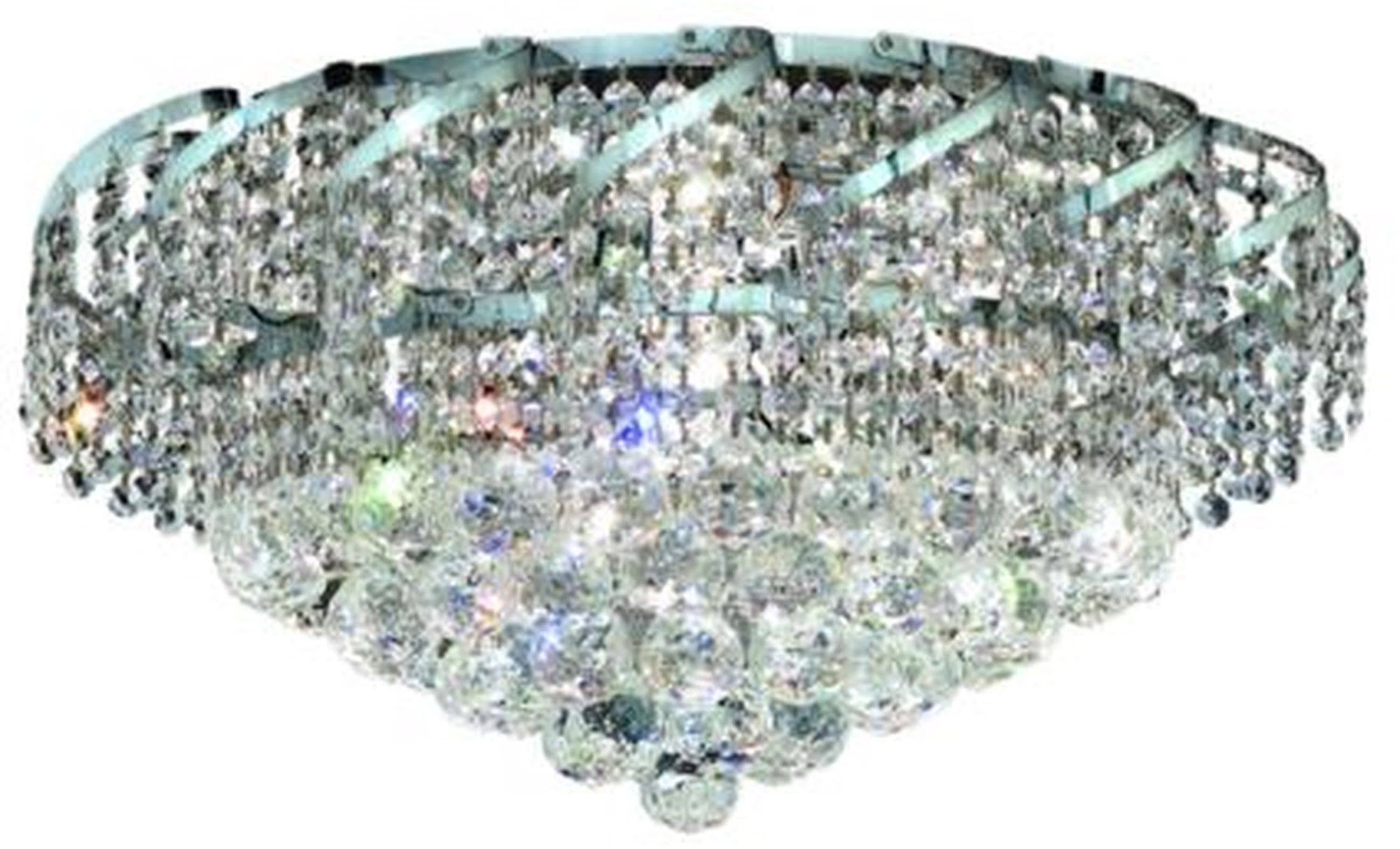 8 Light Chrome Flush Mount Crystal T481