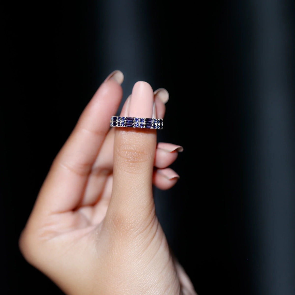 14K White Gold Blue Sapphire Full Eternity Ring F69128