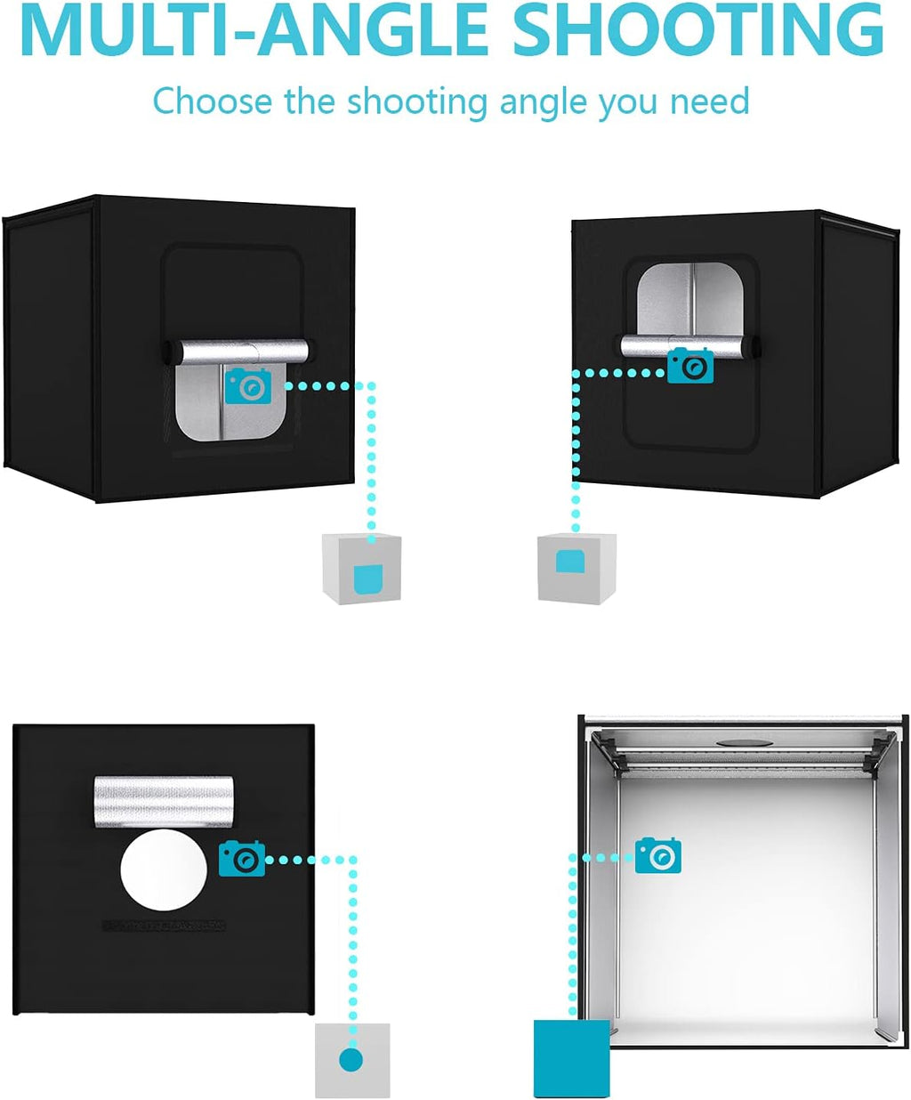 Bi-Color 2600K-8500K Dimmable Photo Light Box with 4 Color Backdrops I912