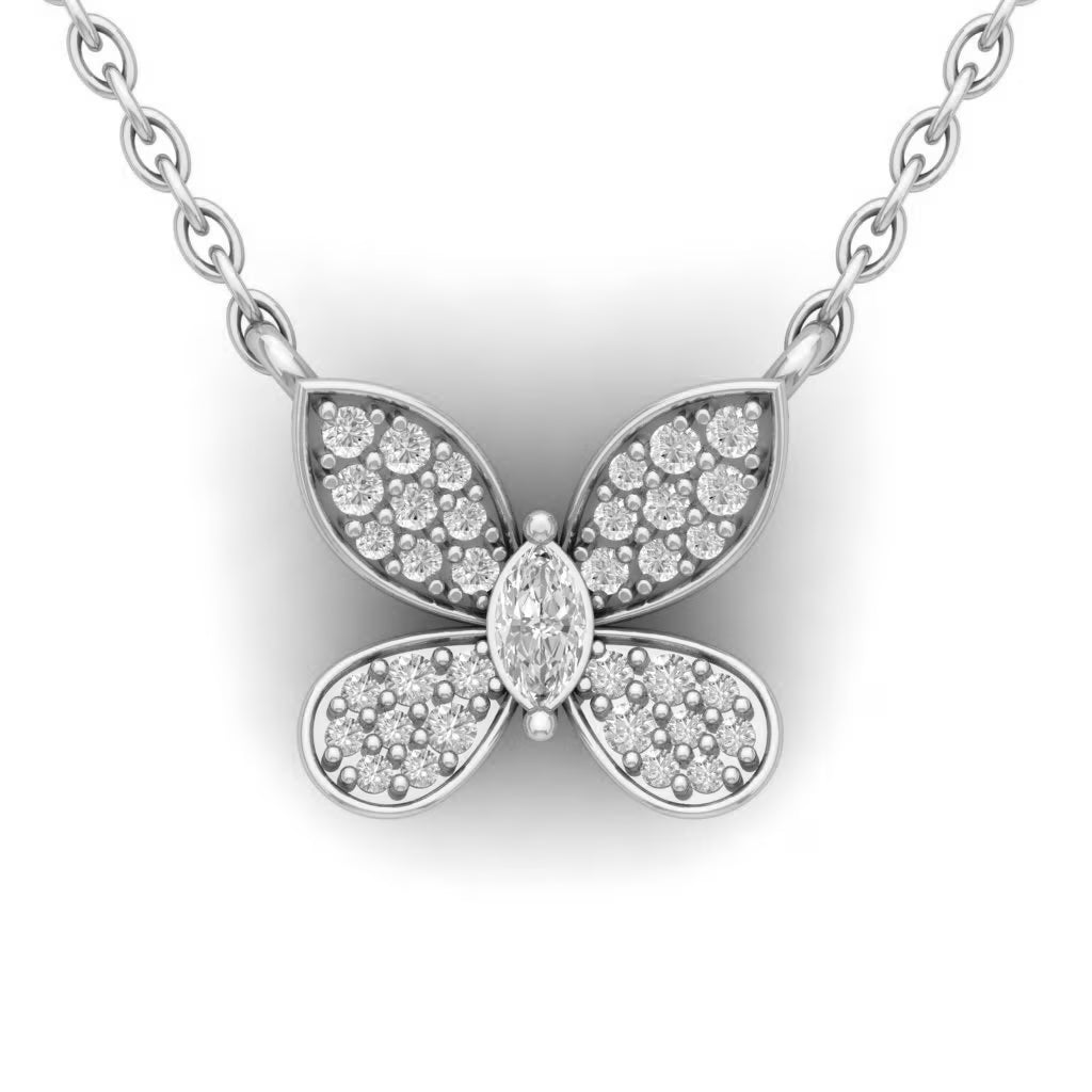 Sterling Silver Butterfly Bar Pendant Necklace, 18" U96337
