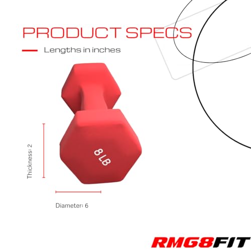 Neoprene Coated Dumbbell Hand Weight Pairs, 2LB, 4LB, 6LB, 8LB C103