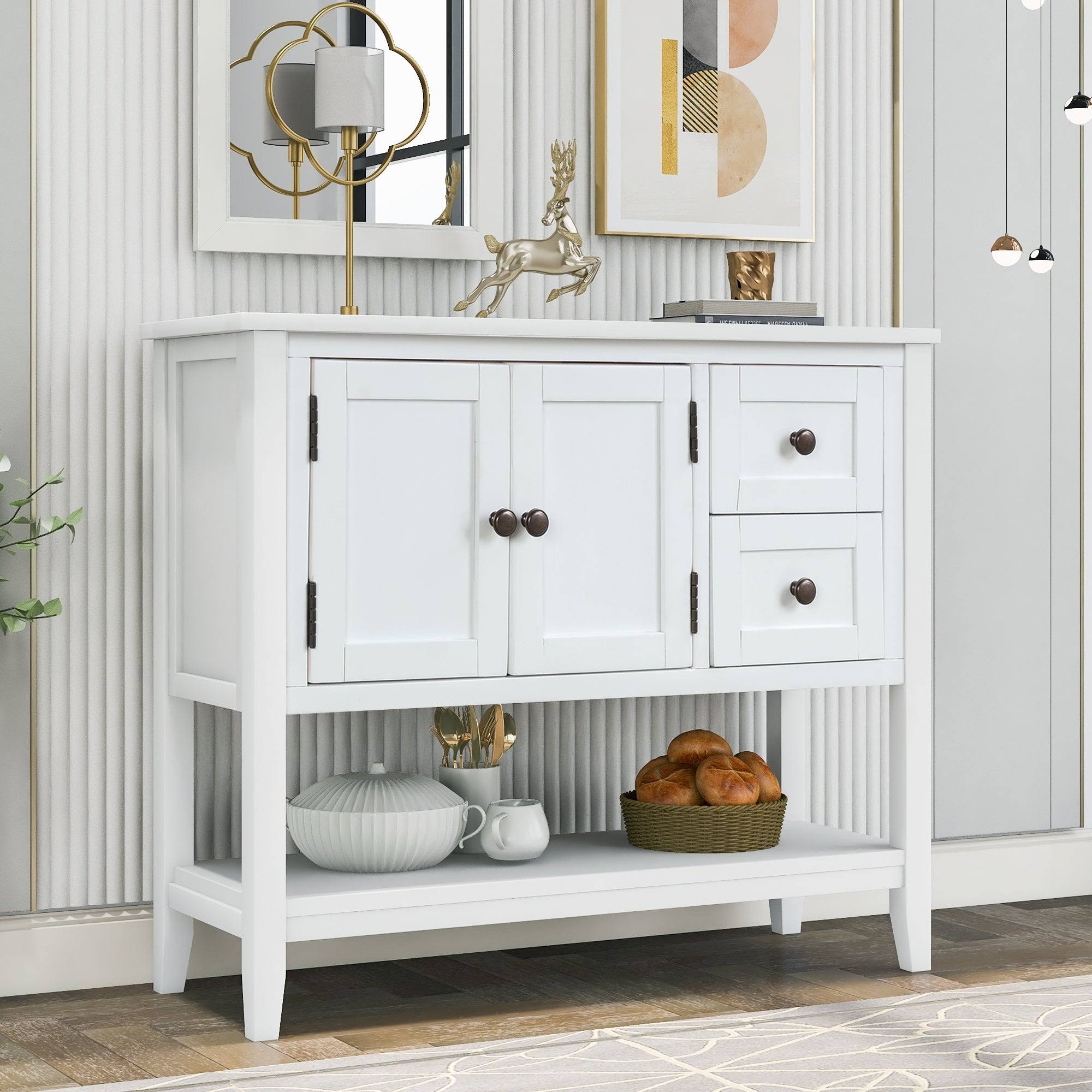 White Console Table with 2 Drawers O18078
