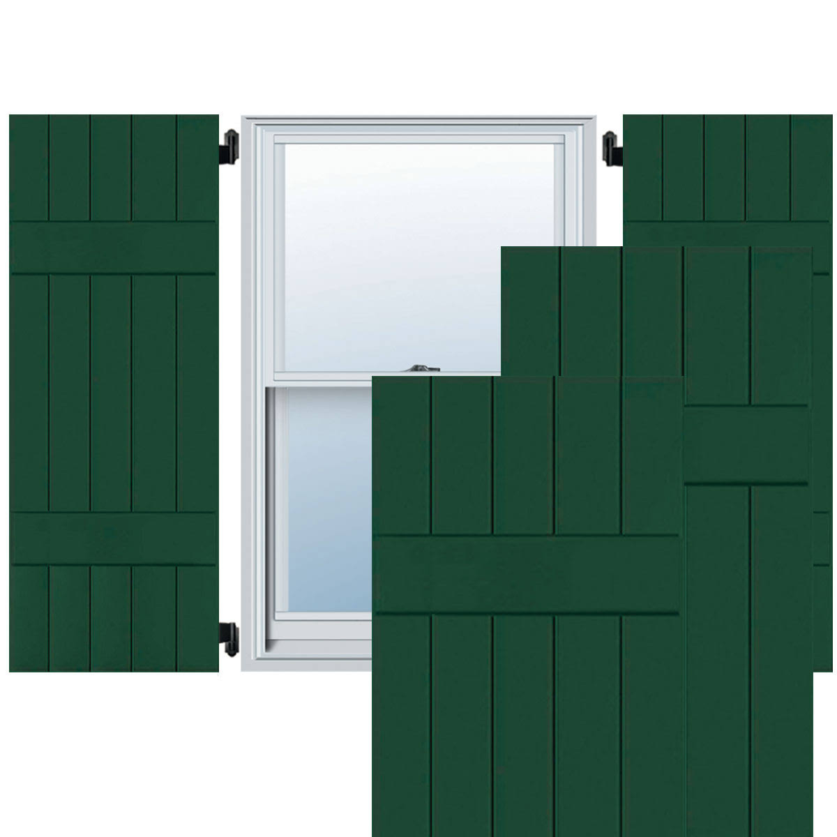 18 in. x 53 in. Exterior Real Wood Pine Board and Batten Shutters Pair G144