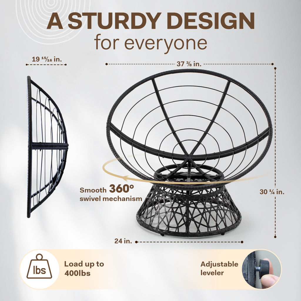 Black Papasan Chair with Steel Frame W774294