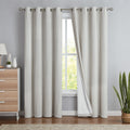 Natural White Grommet Blackout Linen Curtains 54x84 Inch 2 Panels R6456