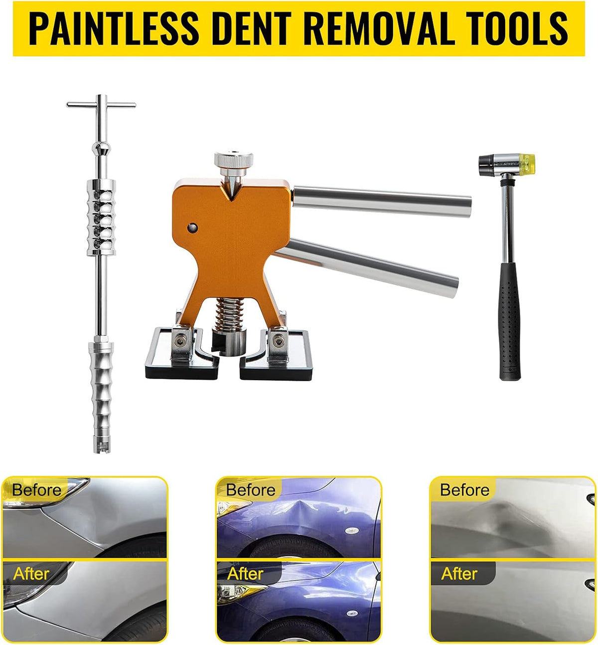 69 Pcs Paintless Dent Repair Kit with LED Baffle Board V412548