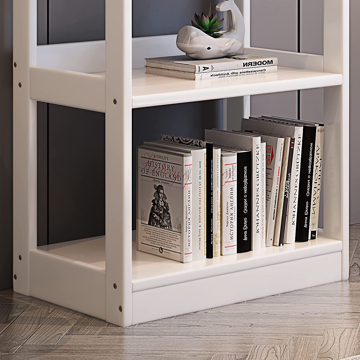 White 4-Bookshelf Cube Storage Display Rack Y53843