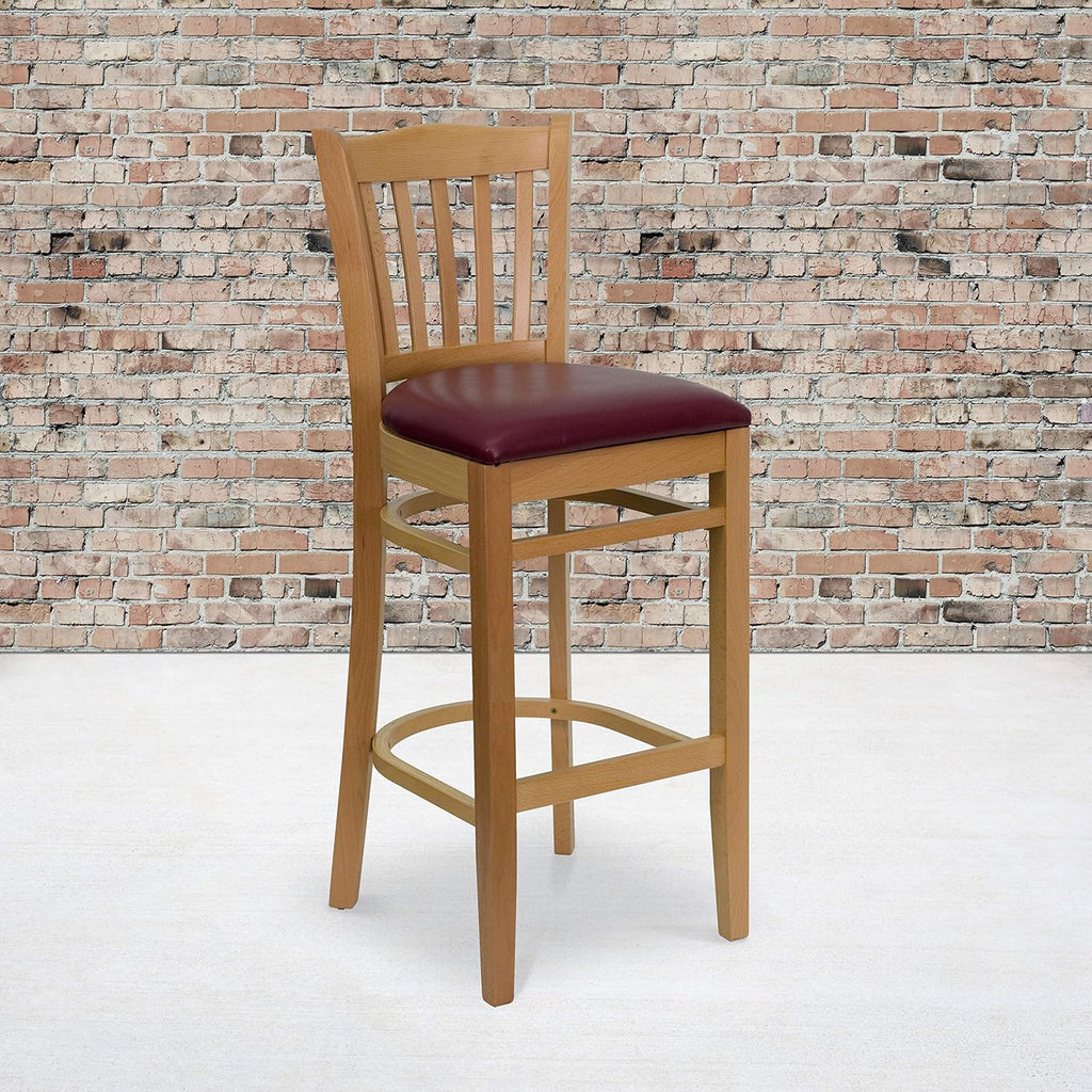 Black Vinyl Vertical Slat Back Barstool F982174