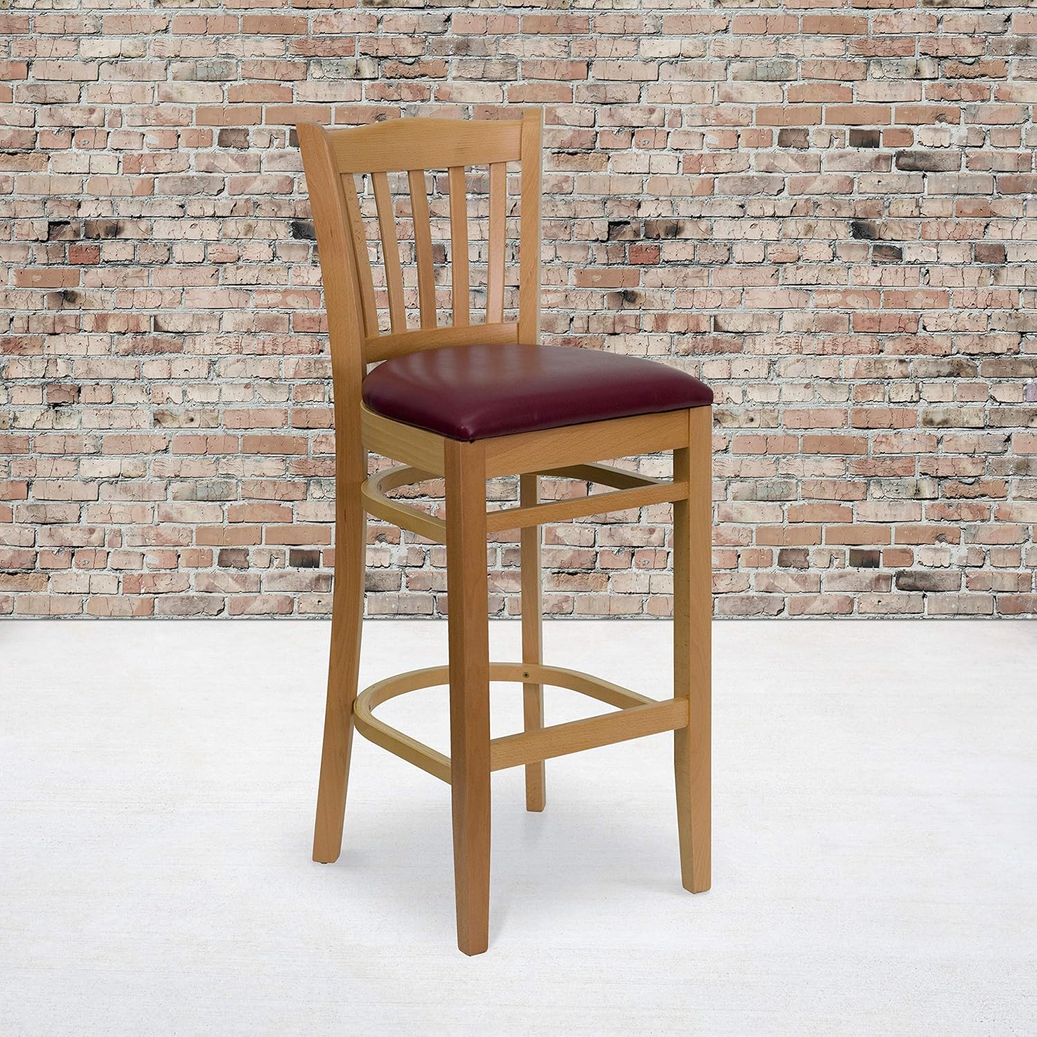 Black Vinyl Vertical Slat Back Barstool F982174