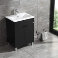 Black Free Standing Bathroom Vanity Cabinet with 2 Doors Undermount Resin Sink and Chrome Faucet Y19613