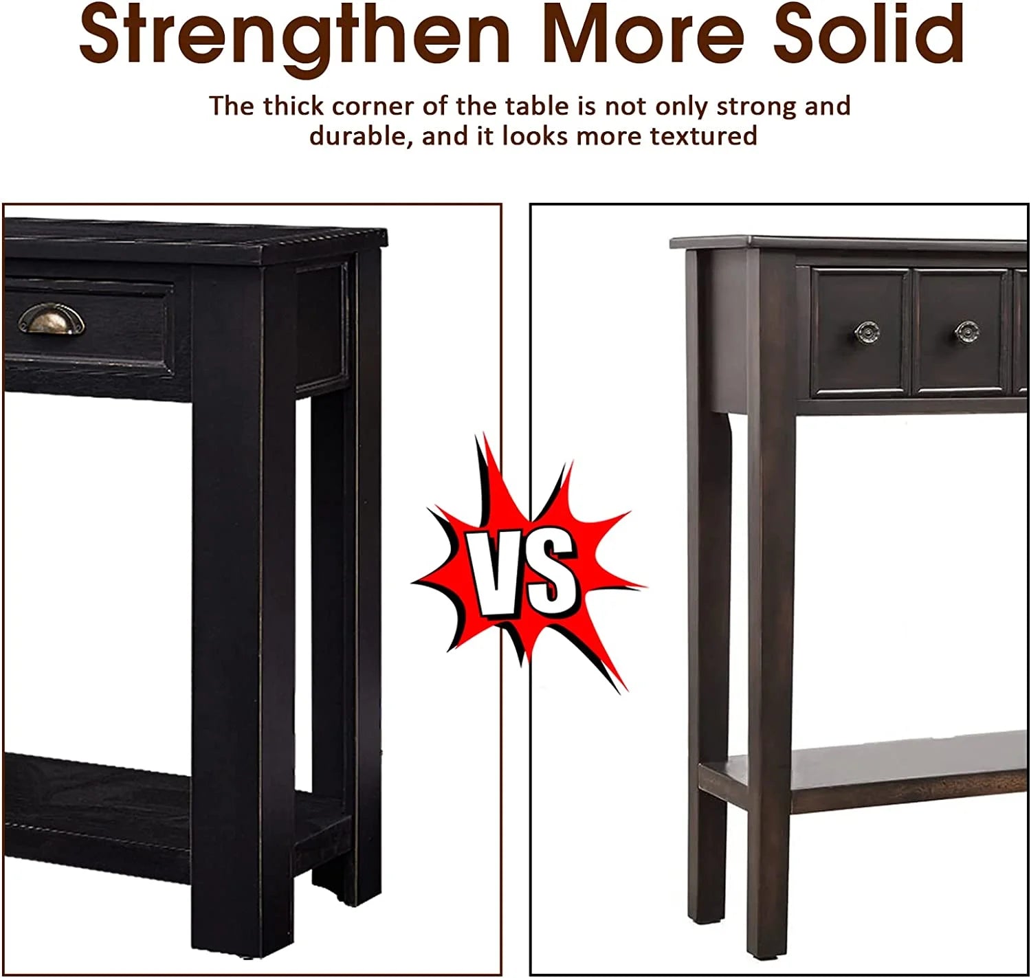 Black 60” Long Console Table with 4 Drawers & Storage Shelf S828302