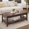 Espresso Wood Coffee Table with Storage Shelf T7035