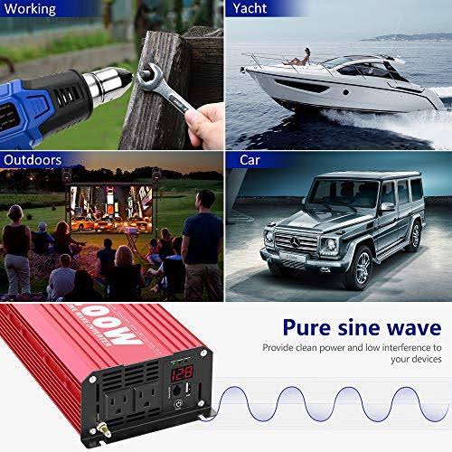 1200W Pure Sine Wave Power Inverter DC 12V to AC 120V with Remote Control USB Port LED Display M6829