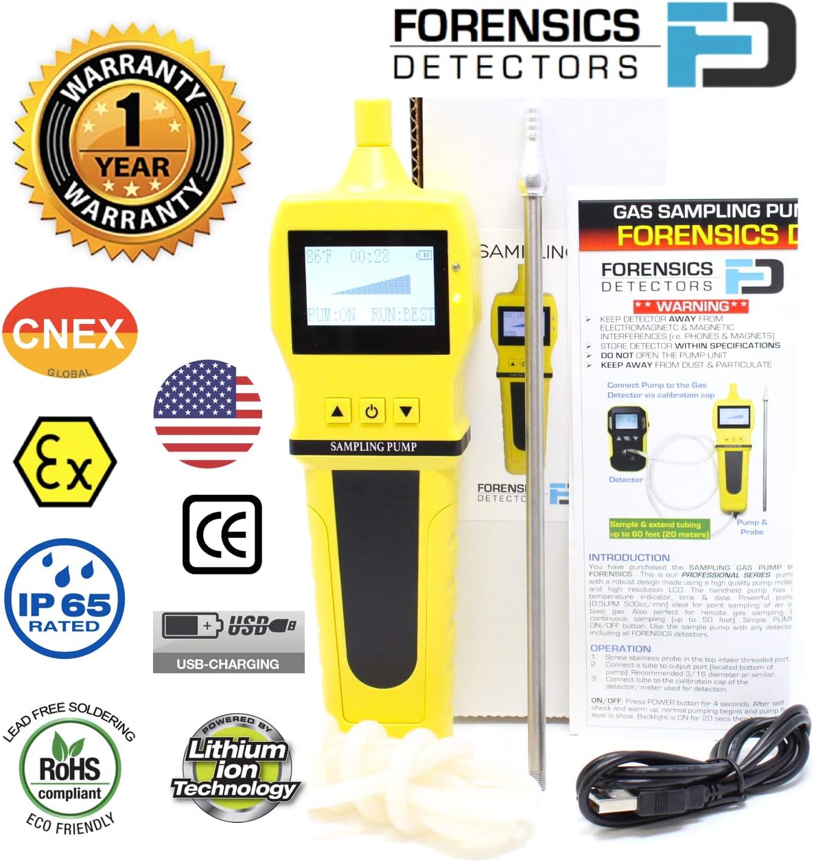 4 Gas Monitor with USB Recharge and Alarms Q939423
