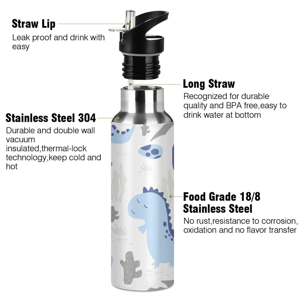 Stainless Steel Insulated Thermos Vacuum Flask Water Bottle with Straw Lid F8728