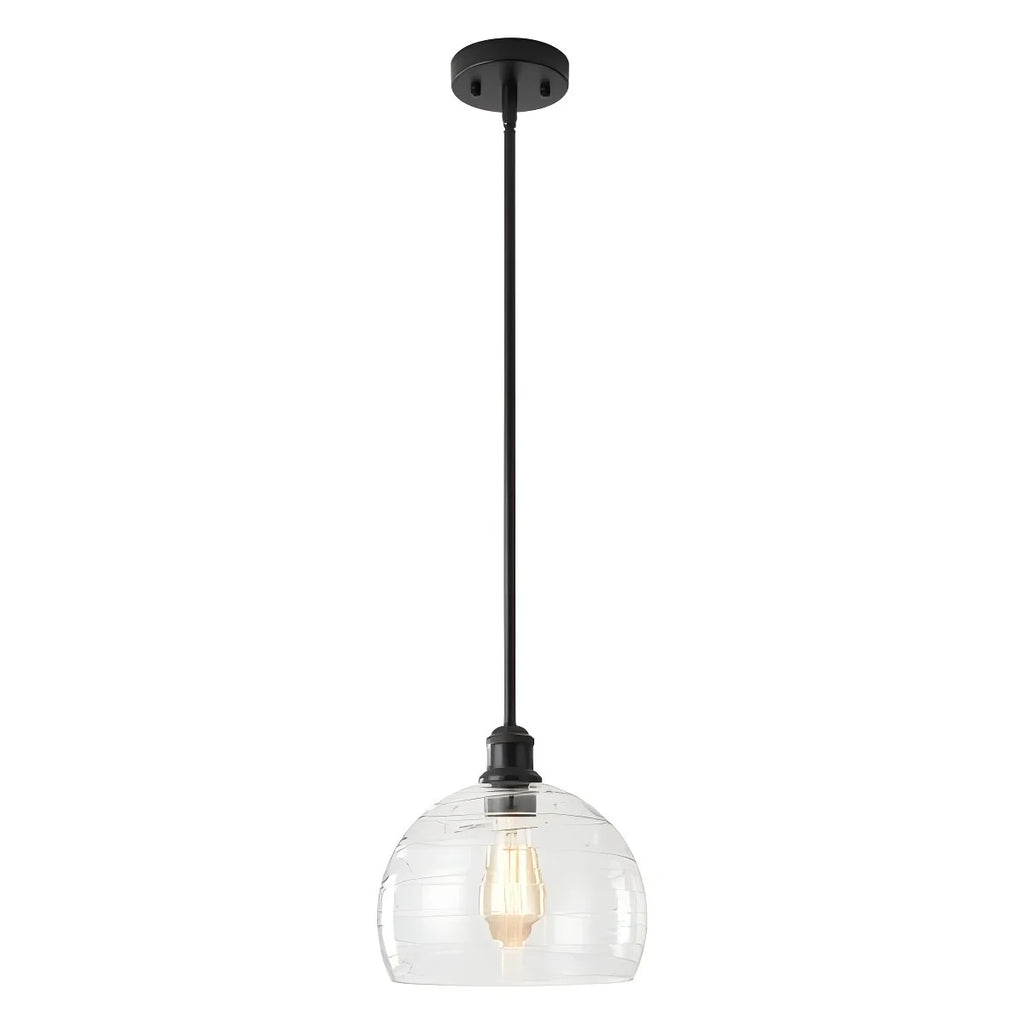 1-Light Dimmable Ribbed Glass Farmhouse Pendant U89860
