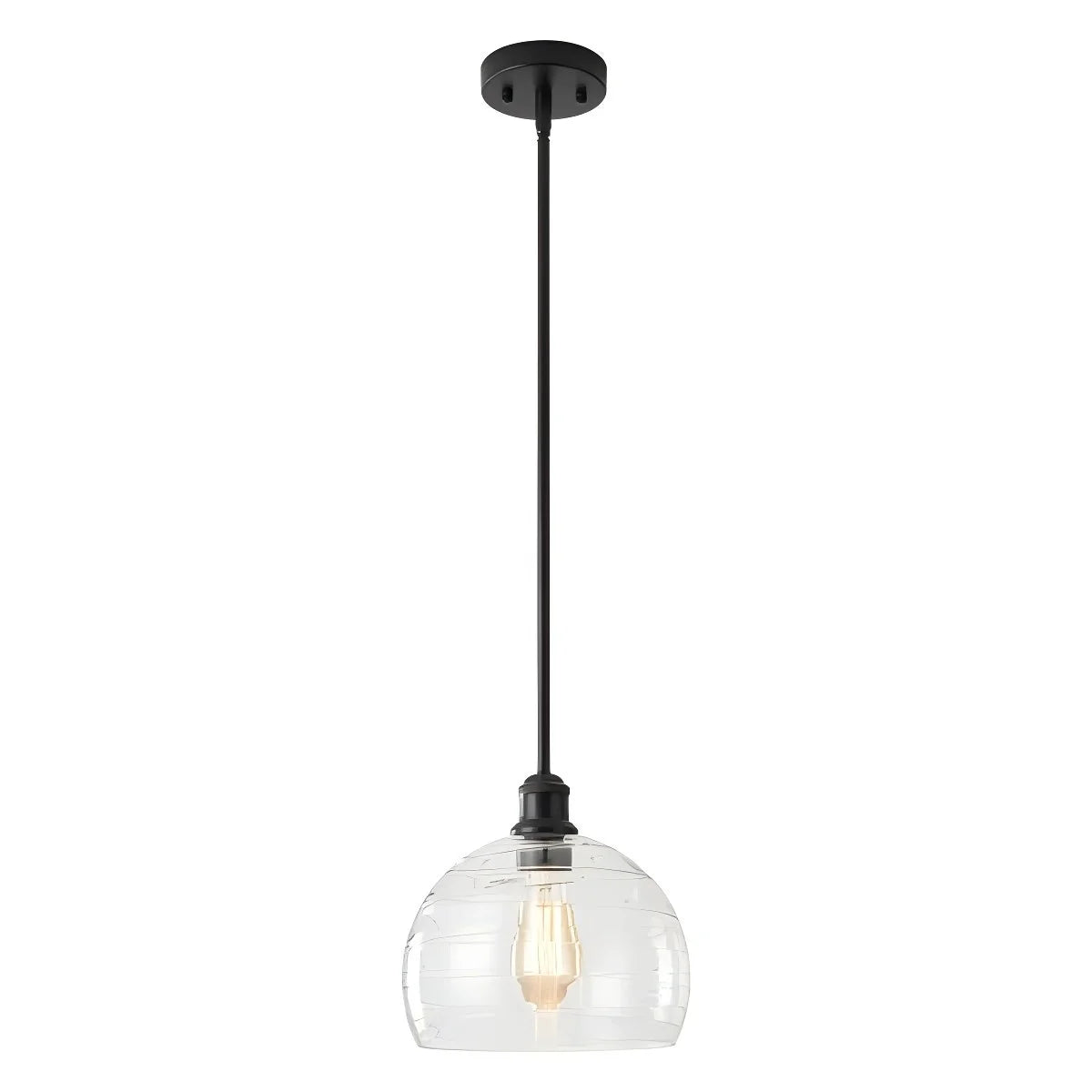 1-Light Dimmable Ribbed Glass Farmhouse Pendant U89860