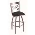 30 Swivel Bar Stool with Stainless Finish and Black Vinyl Seat D520085