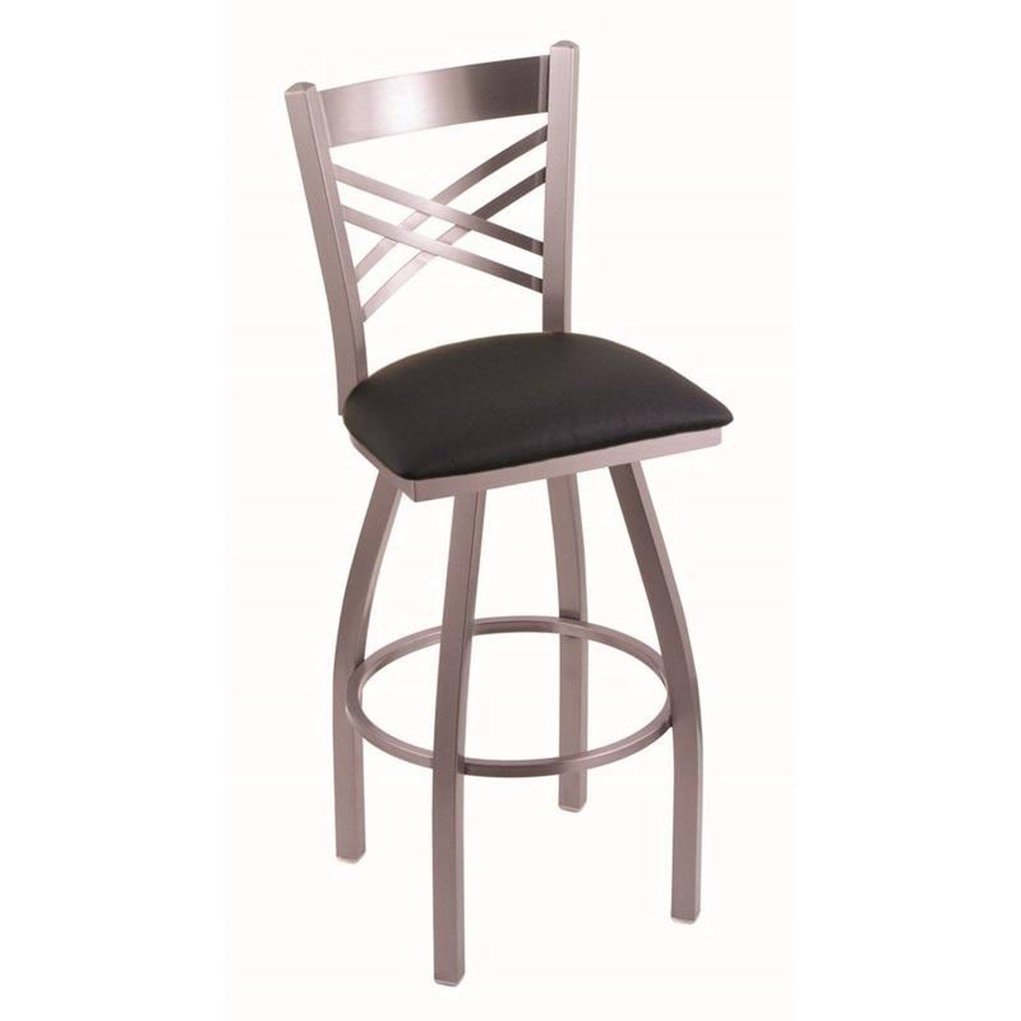 30 Swivel Bar Stool with Stainless Finish and Black Vinyl Seat D520085