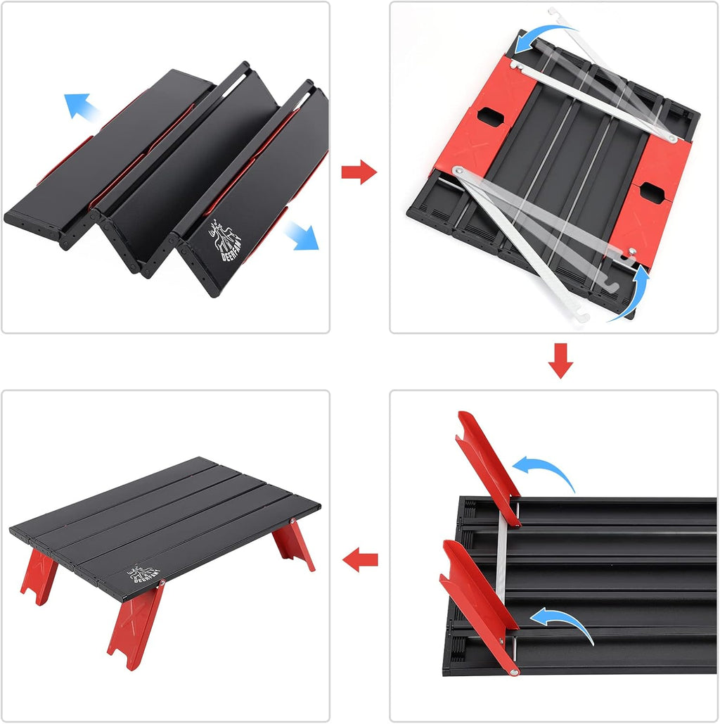 Black Ultralight Aluminum Folding Camping Table with Carrying Bag S4115