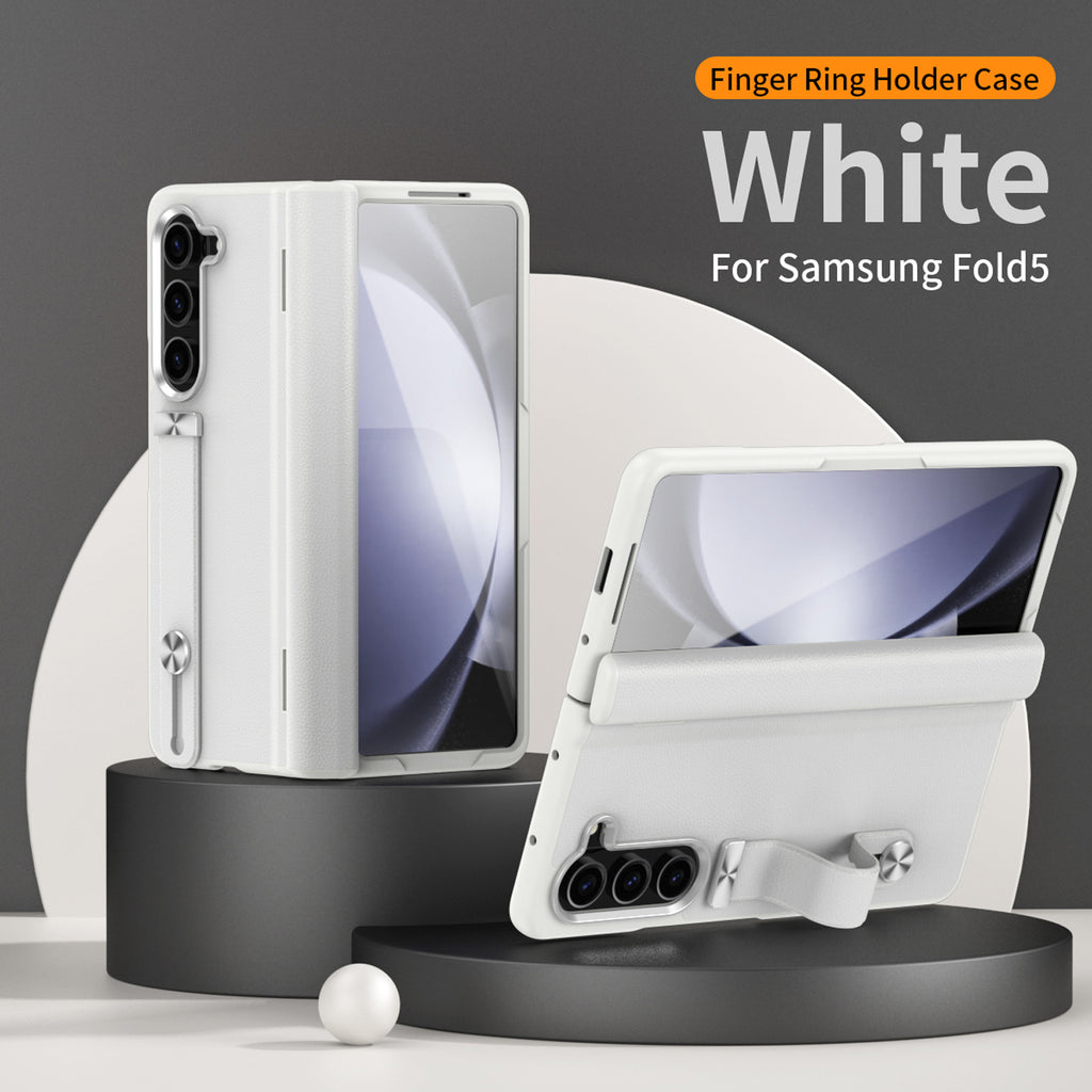 White Slim PU Leather Shockproof Case for Samsung Galaxy Z Fold5 C593395