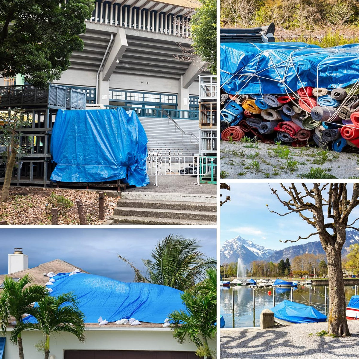 Blue Heavy Duty Waterproof 16 Mil Thick Tarpaulin with Metal Grommets 20x30 J170026