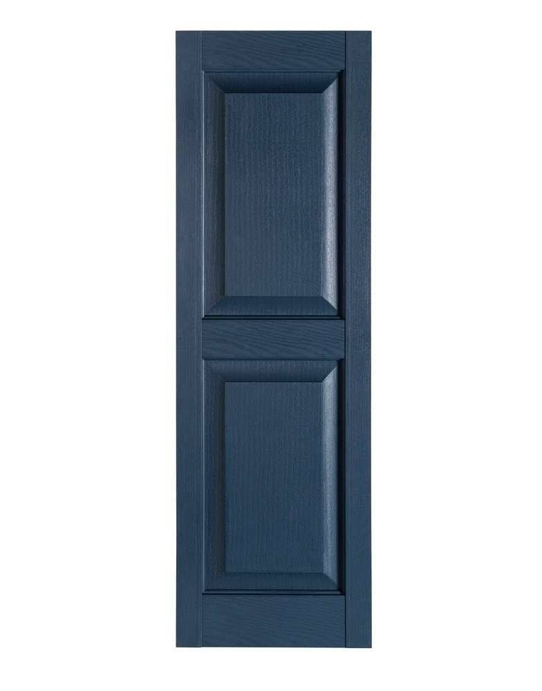 Raised Panel Exterior Decorative Shutters Bedford Blue - 15 x 55 in. N2790
