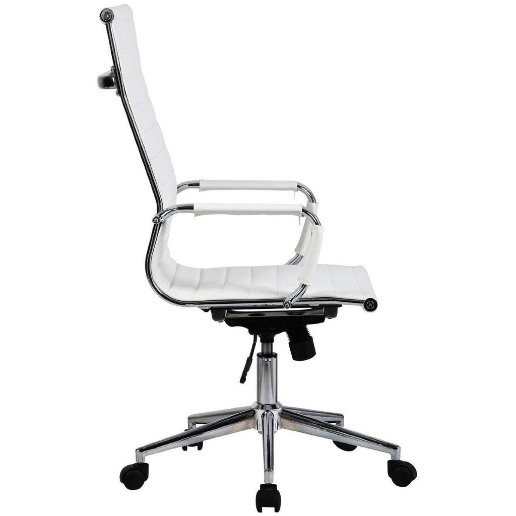 Grey Ribbed PU Leather High Back Office Chair M243856