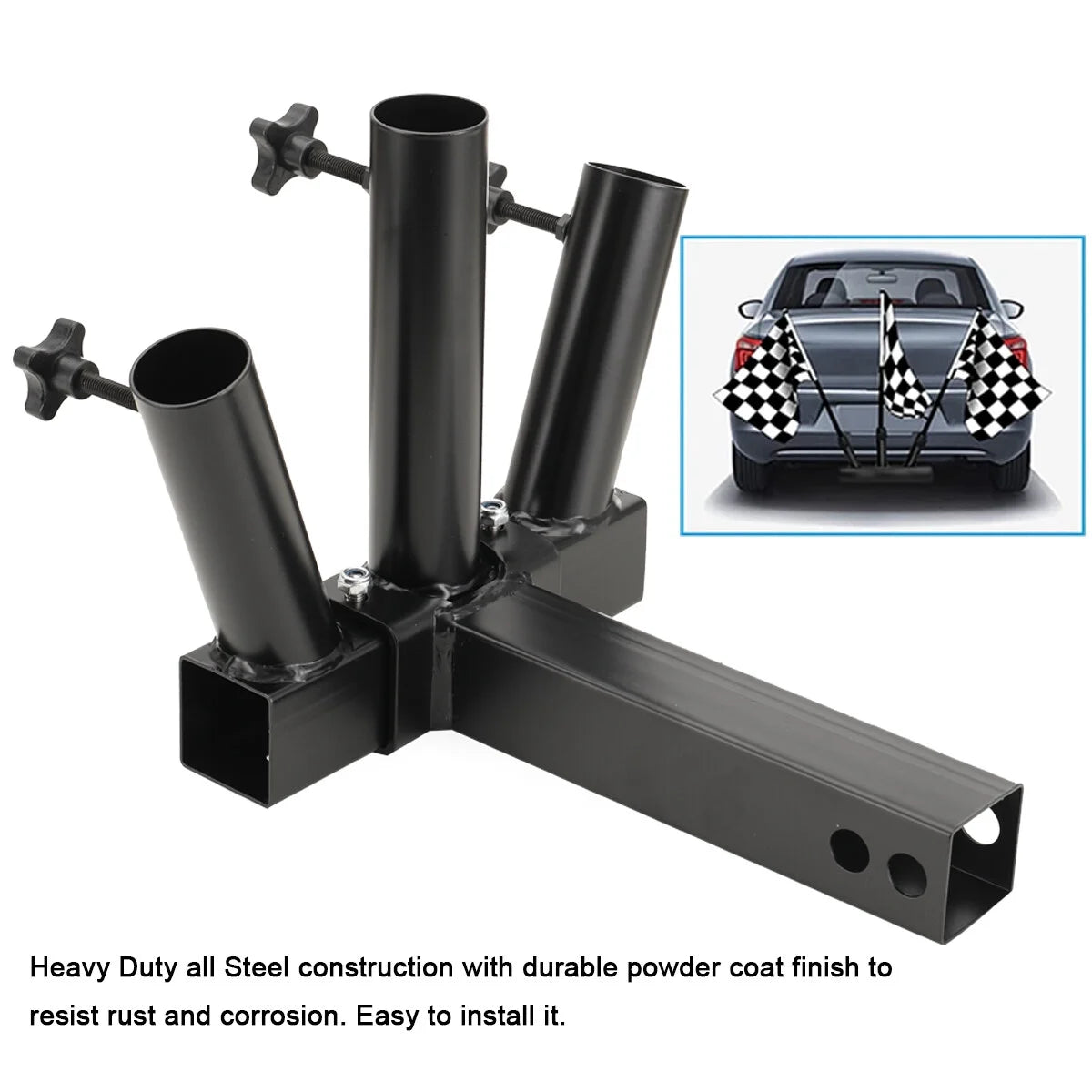 Heavy Duty 3 Flag Pole Holder Hitch Mount T65996