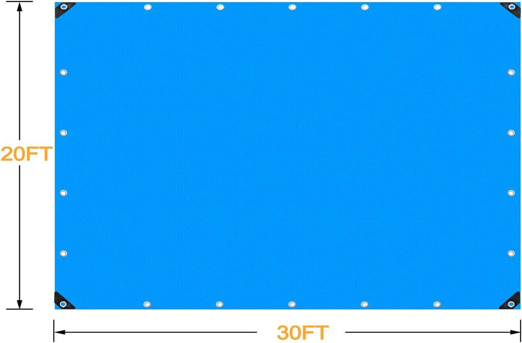 Blue Heavy Duty Waterproof 16 Mil Thick Tarpaulin with Metal Grommets 20x30 J170026