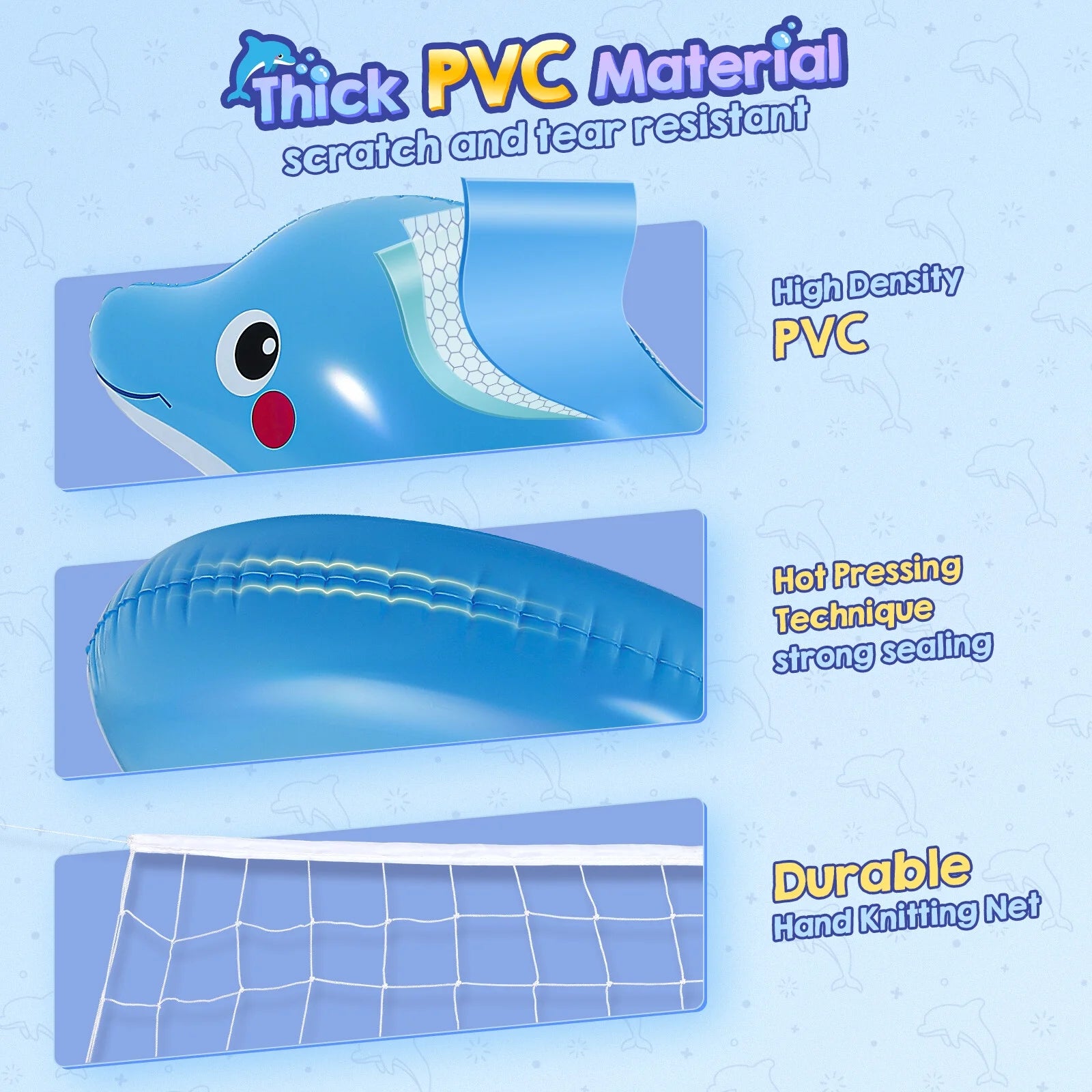 PVC Inflatable Volleyball Game Set Floating Volleyball Net Swimming Pool Float Toy 300x65x90cm Y8410