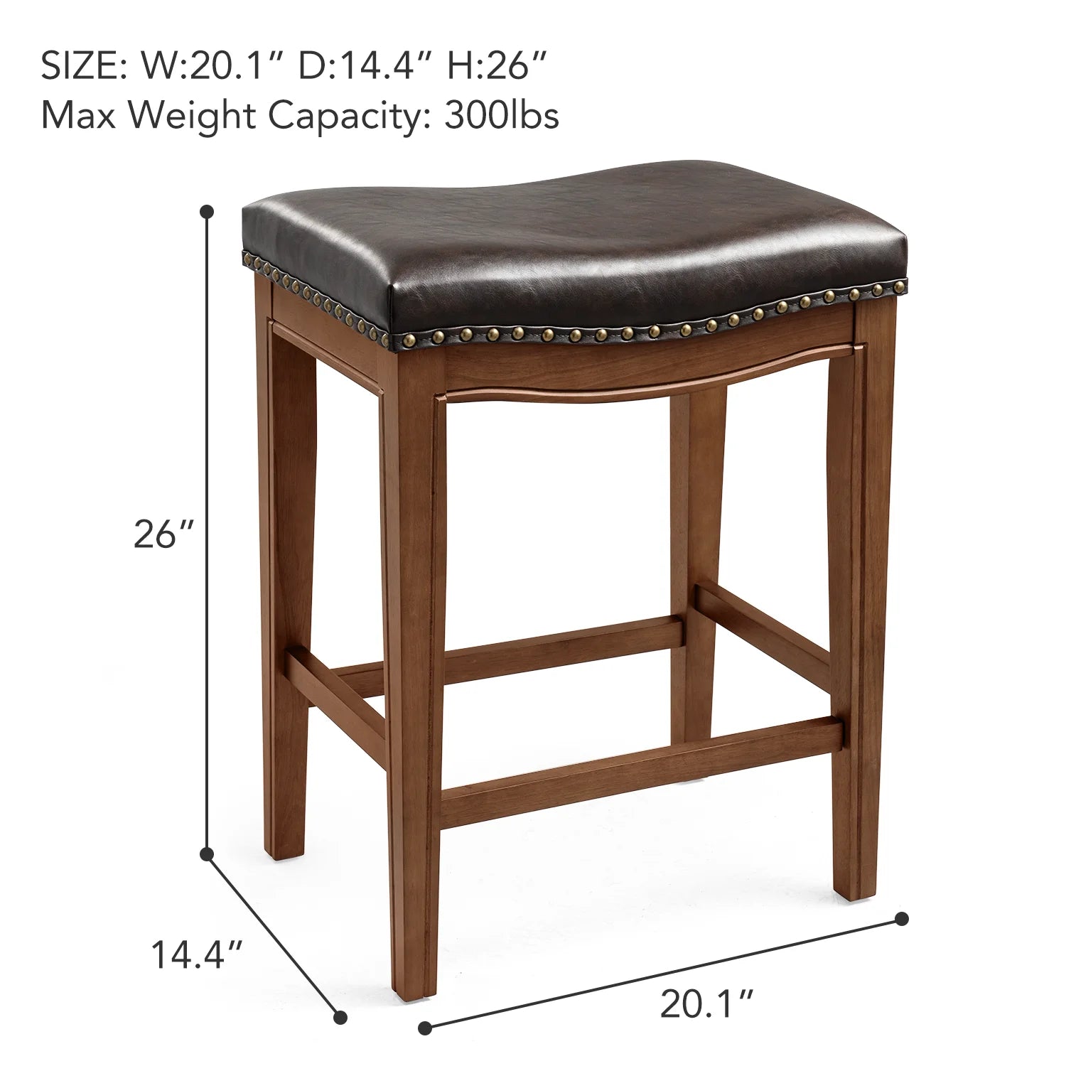 Walnut Upholstered Wooden Bar Stools, Set of 2 H989