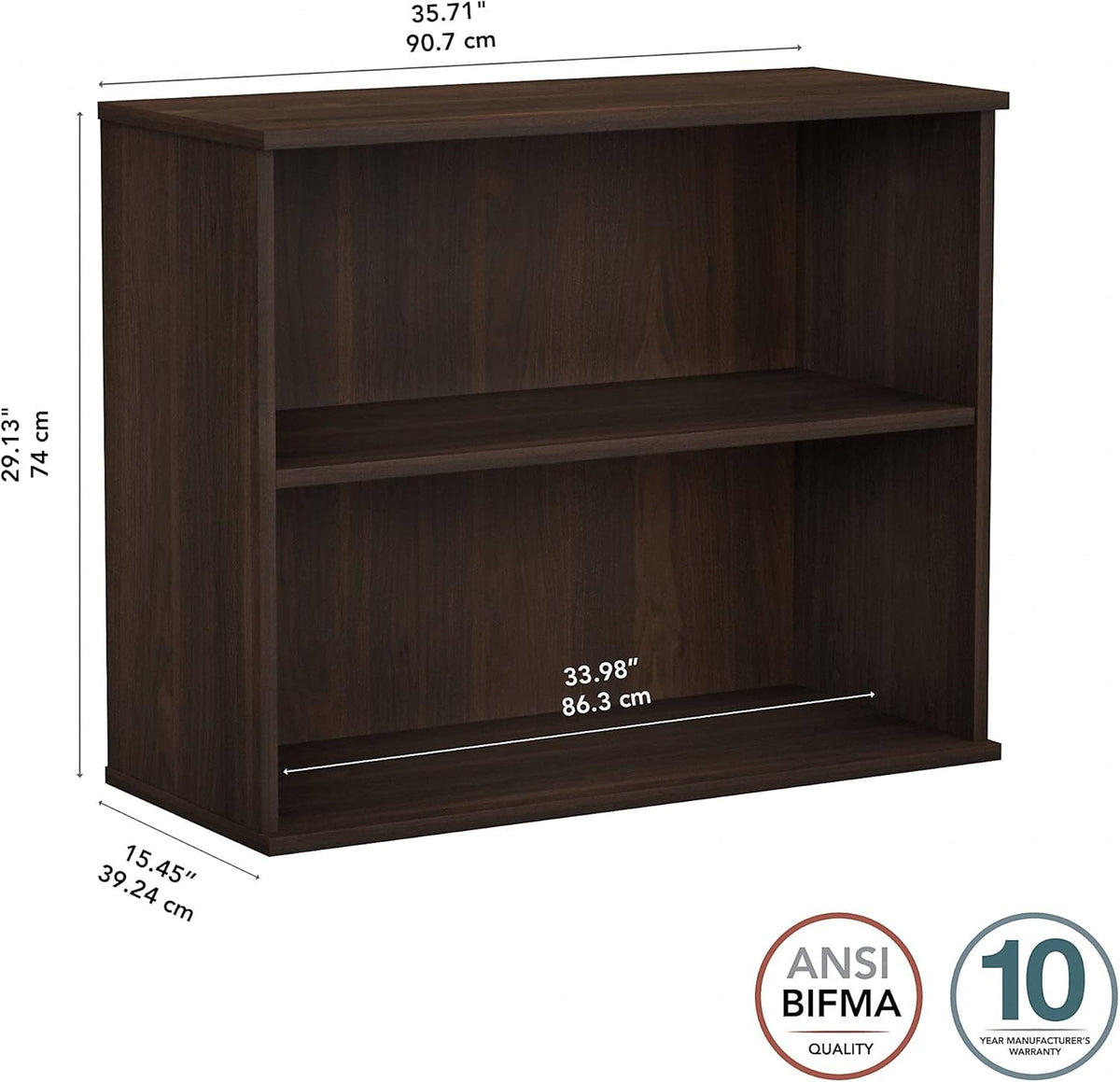 Black Walnut 2 Shelf Bookcase V765