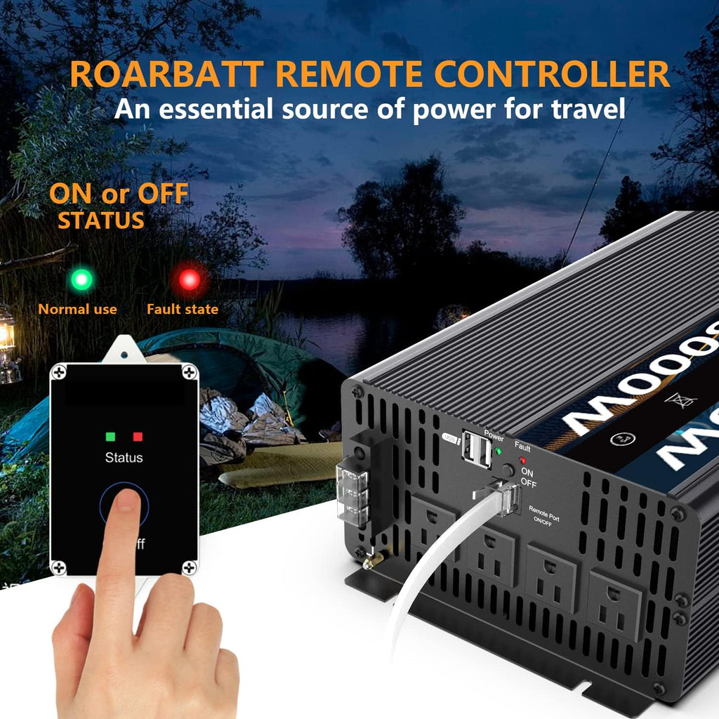 4000Watt 12V DC to AC 110V Power Inverter with Remote Control 4 AC Outlets Dual USB Port U7793