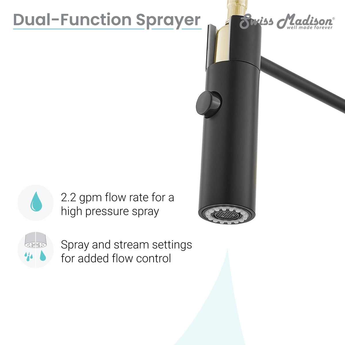 Brushed Gold/Black Pull Out Single Handle Kitchen Faucet G9248