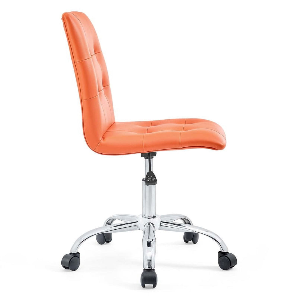 Modern Faux Leather Armless Office Chair in Orange E952763