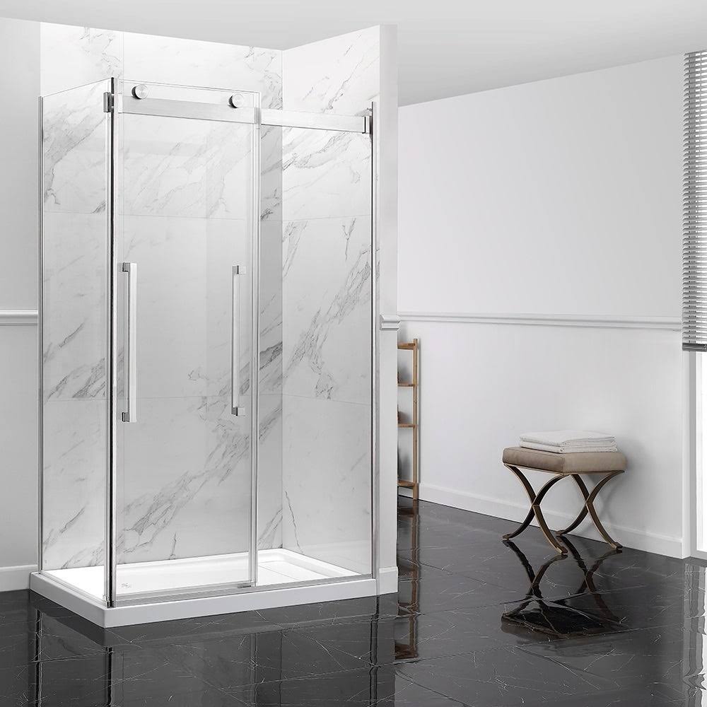 Frameless Sliding Shower Door with Side Panel F30559