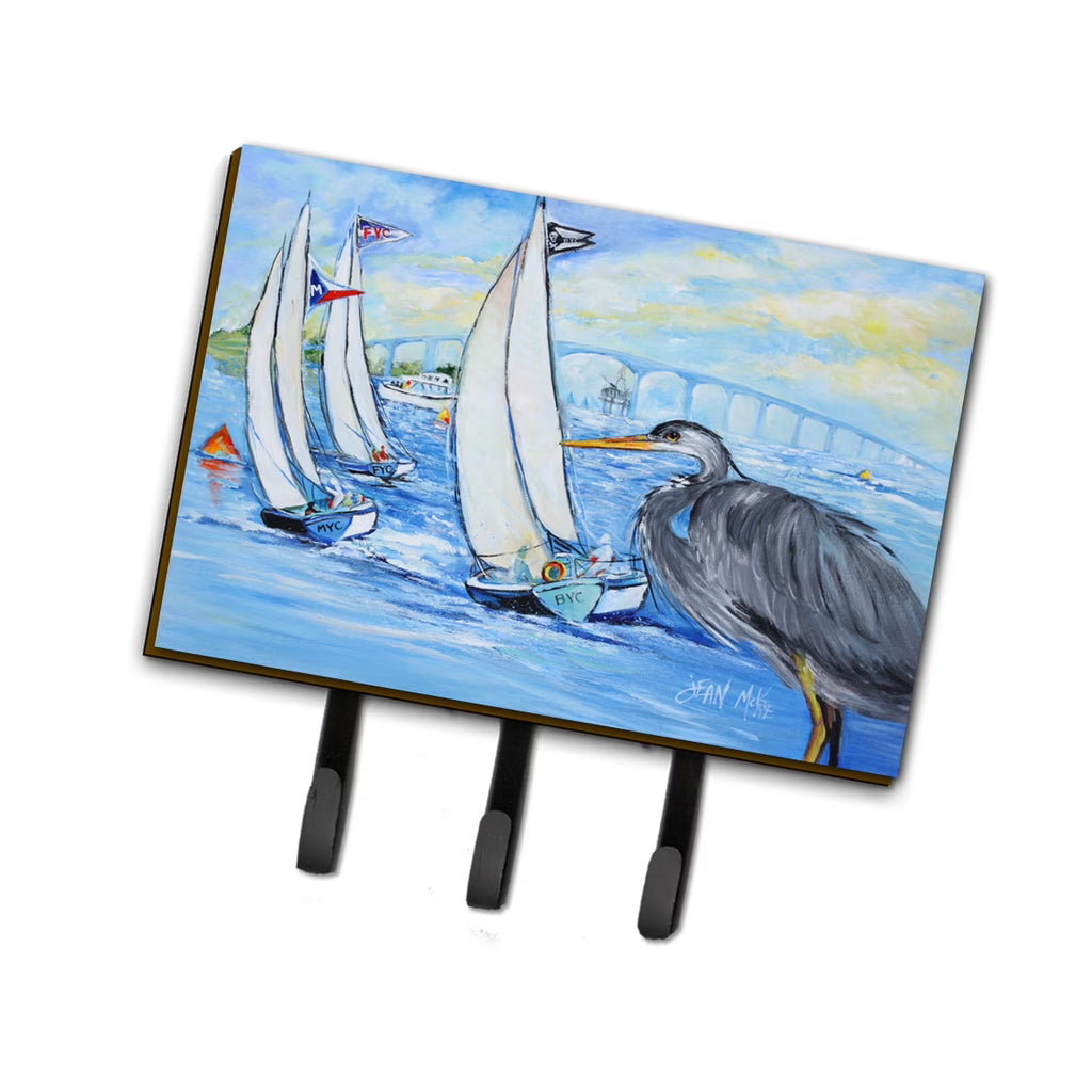 Blue Heron Sailboats Dog River Bridge Leash or Key Holder, Triple U445