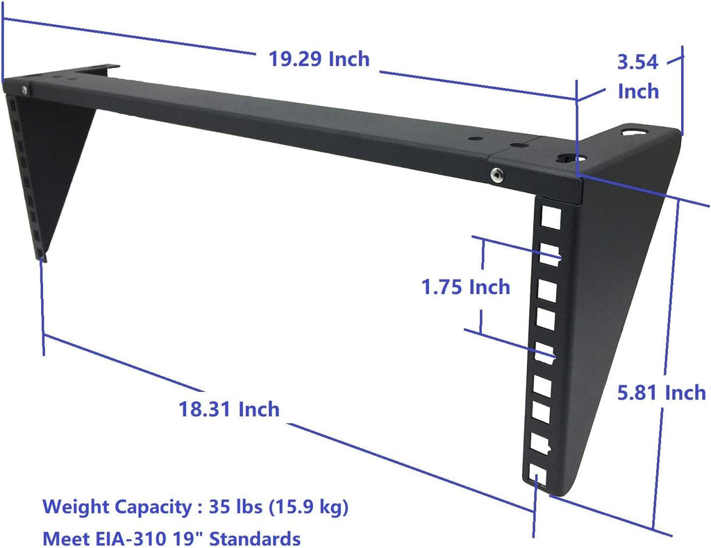 3U Lightweight Foldable Wall Mount Patch Panel Bracket, 19 inch Steel, Pack of 2 I700757
