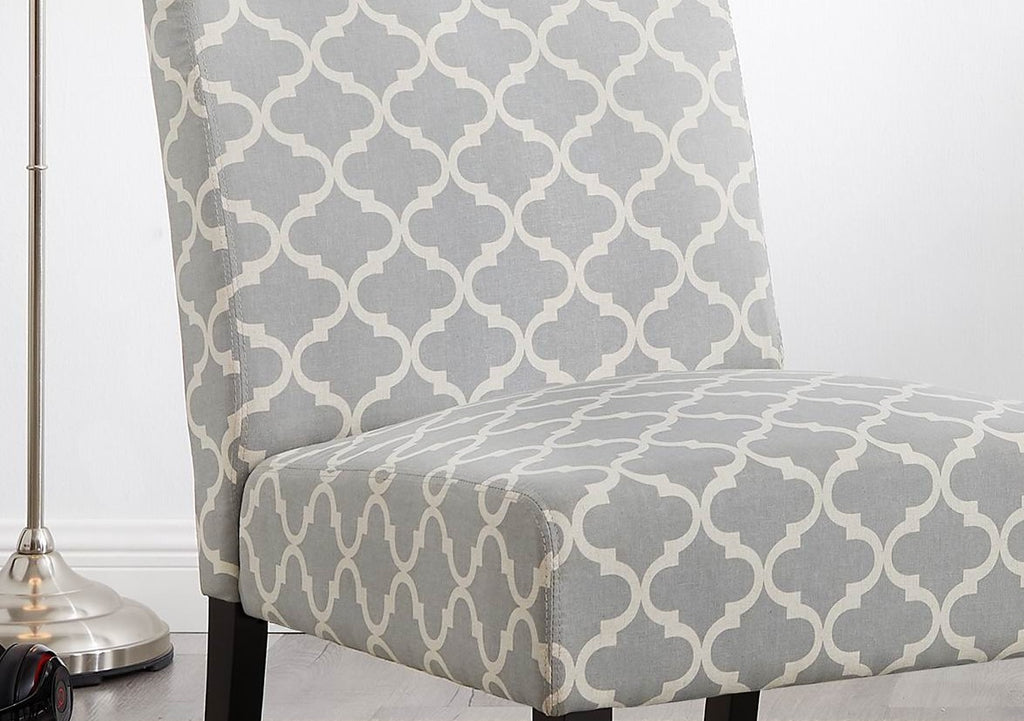 3pc Gray Fabric Upholstered Side Table and 2 Chairs X702