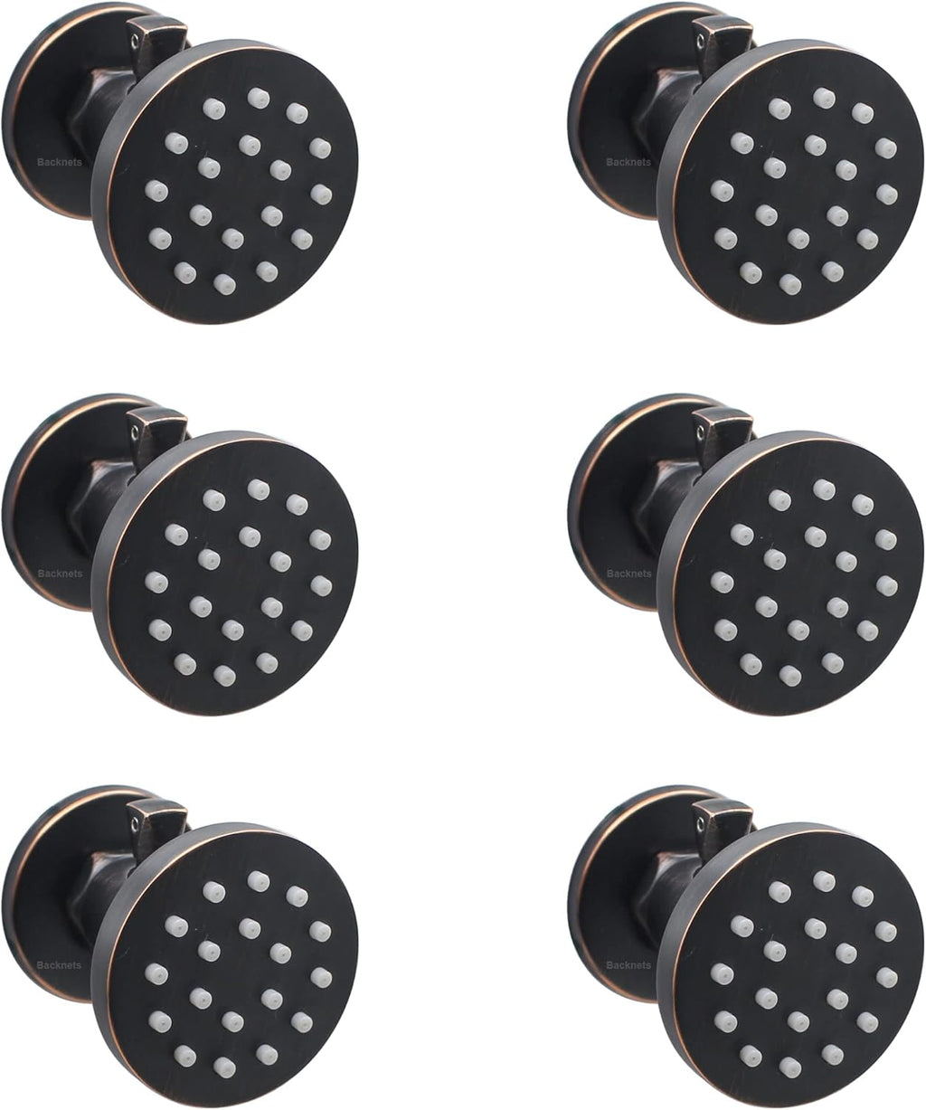 6PCS Brushed Nickel Solid Brass Round Shower Body Spray Nozzle Wall Jets Y960487
