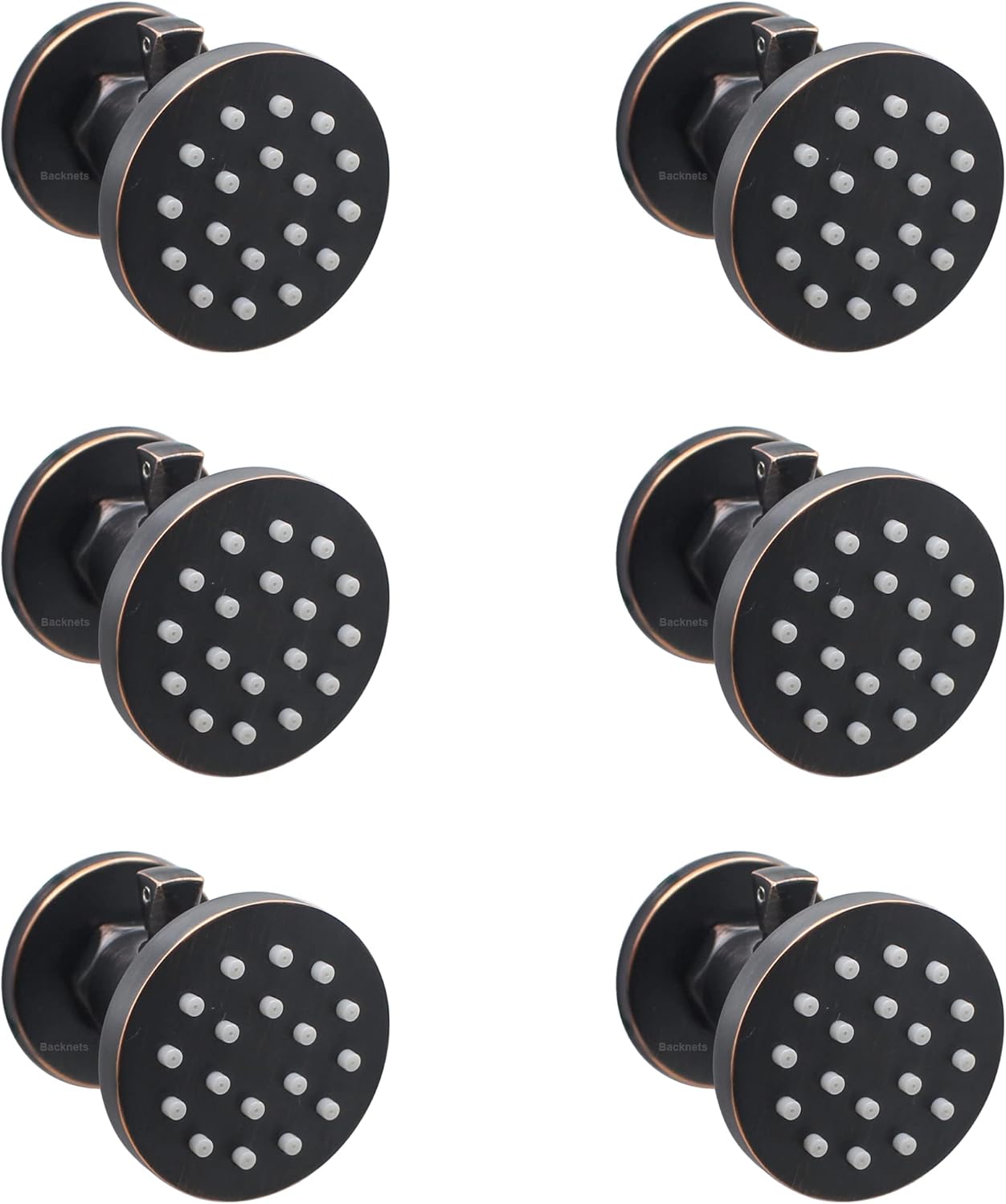 6PCS Brushed Nickel Solid Brass Round Shower Body Spray Nozzle Wall Jets Y960487