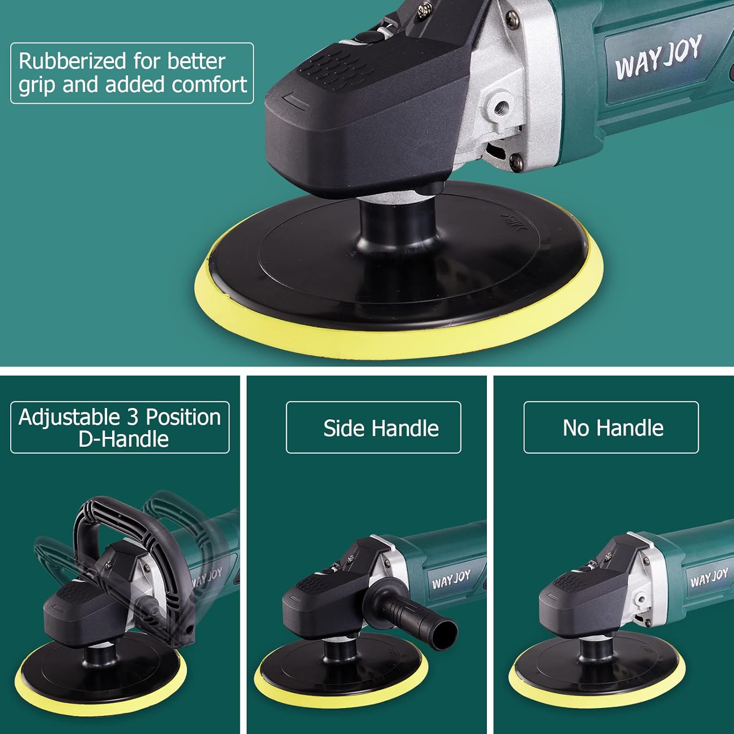 Rotary Car Polisher with 6” and 7“ Backing Plate, 4 Foam Pads N853415