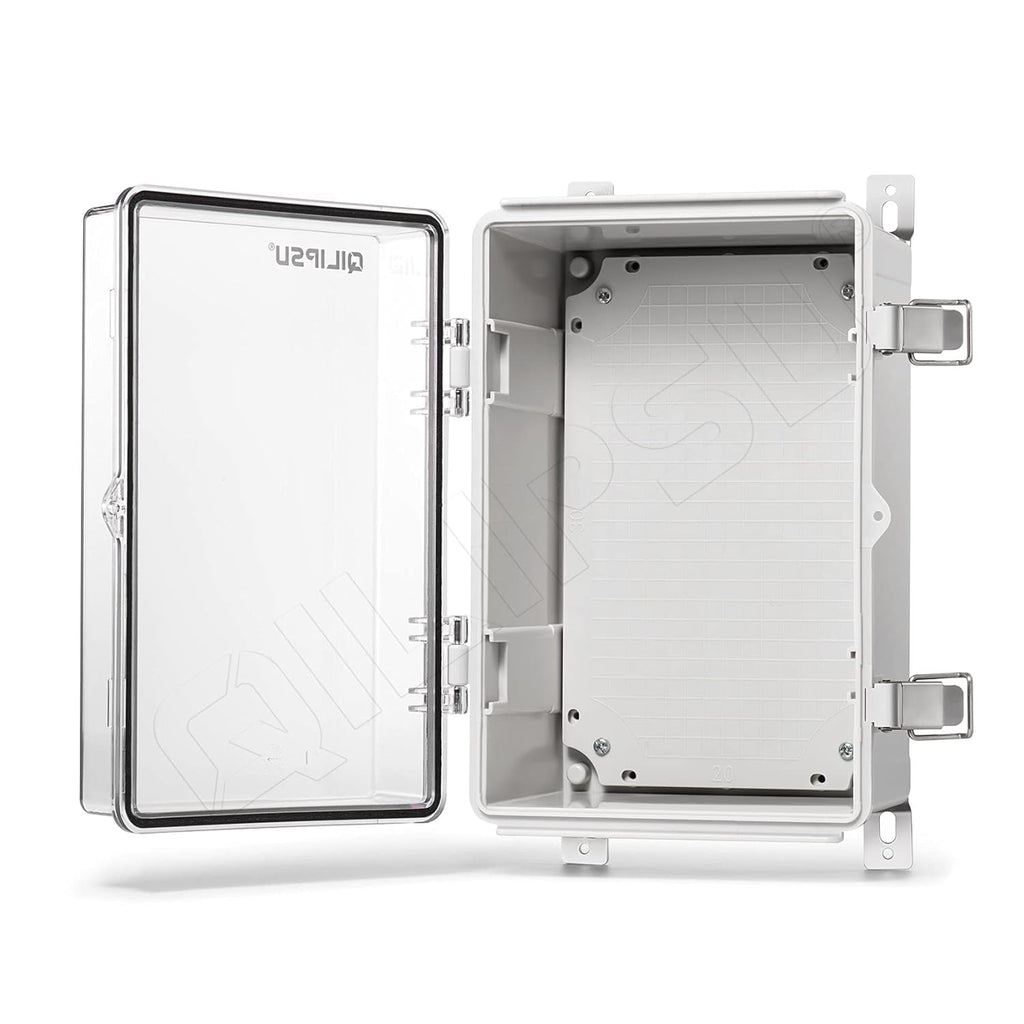 Clear Hinged Cover Junction Box with Mounting Plate, ABS Plastic Grey, Pack of 2 G45157
