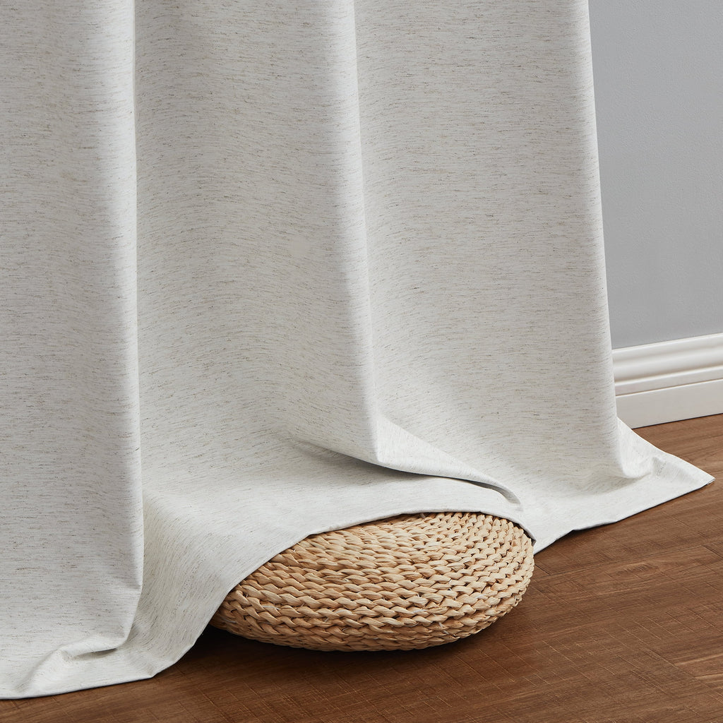 Natural White Grommet Blackout Linen Curtains 54x84 Inch 2 Panels R6456