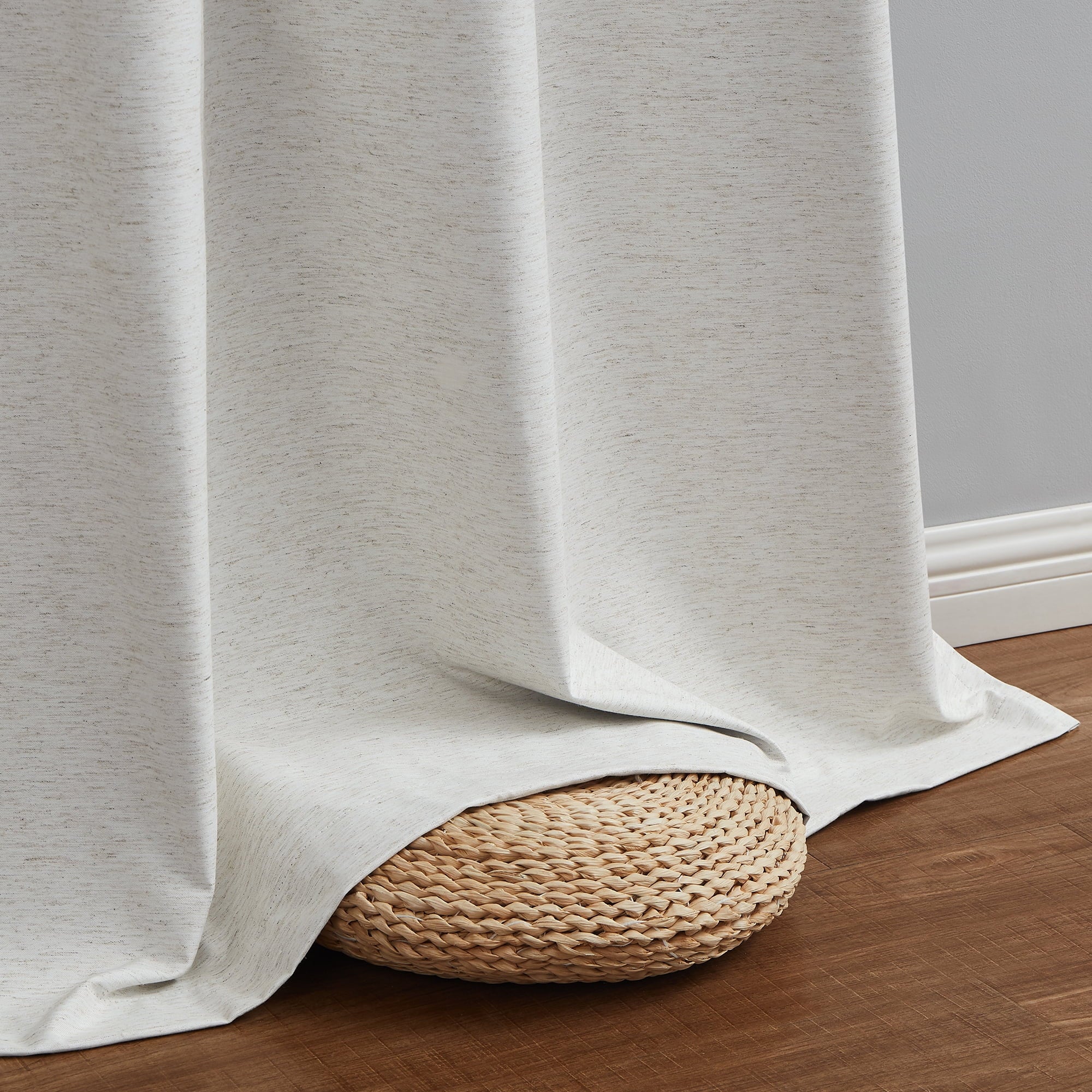 Natural White Grommet Blackout Linen Curtains 54x84 Inch 2 Panels R6456