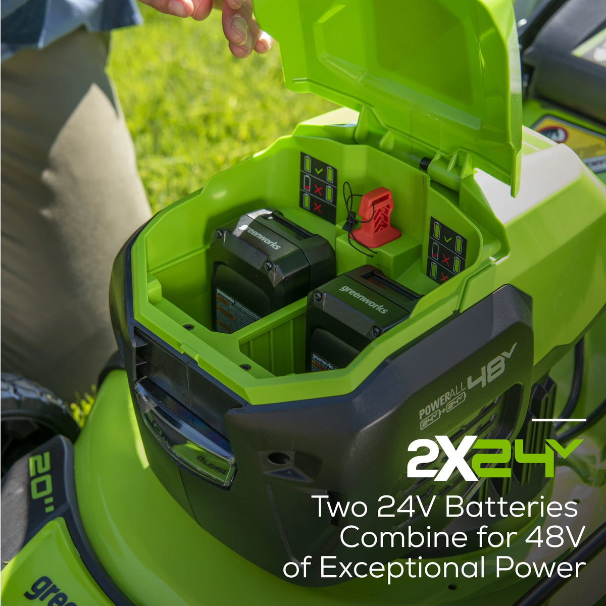 48V 20" Battery-Powered Lawn Mower with Two 4.0Ah Batteries & Charger V362