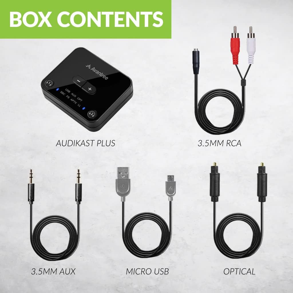 Bluetooth 5.0 Transmitter for TV with Volume Control, aptX Low Latency Audio Adapter for 2 Headphones, Class 1 Long Range 100ft, Pack of 2 H74920
